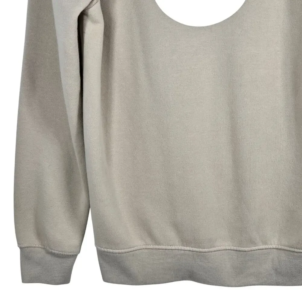 True Religion Brand Jeans Zip Hoodie Mens‎ Medium Beige Graphic Logo Sweatshirt